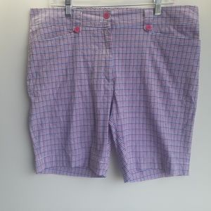 Kate Lord Plaid Checker Print Bermuda Golf Shorts Size 14